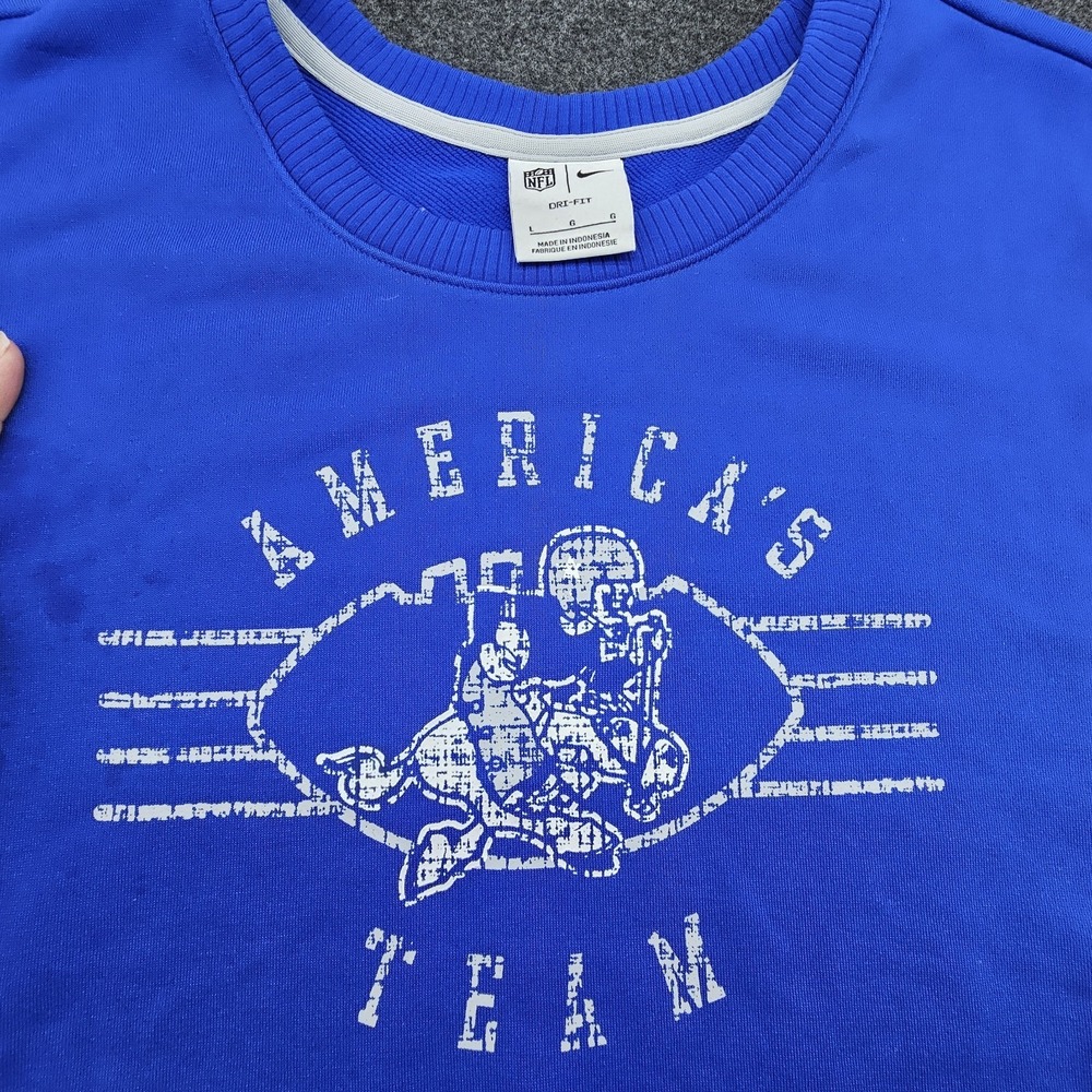 Nike Women's Medium Dallas Cowboys Historic Fleece Royal Crew - Picture 9 of 9